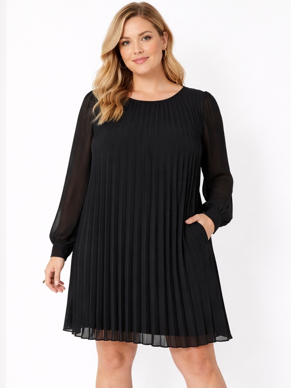 Torrid Black Pleated Chiffon Mini Dress 0 L Dark Feminine Cocktail Party LBD NWT